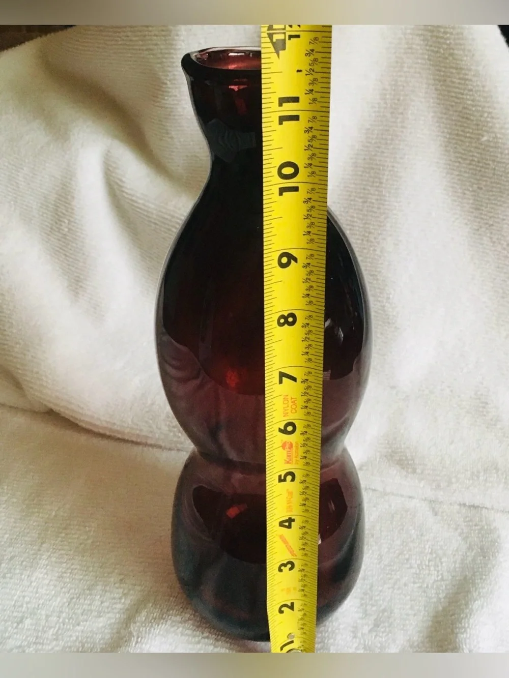 Modern unusual shape blown Glass Rootbeer Red Vase